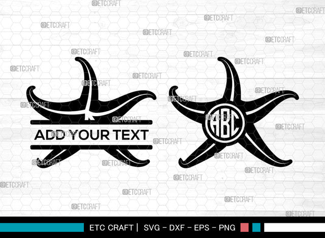 Starfish Monogram SVG, Circle Monogram, Starfish Icon, Star Fish Svg, Starfish Decor Svg, Tropical Starfish Svg, Starfish Bundle SVG ETC Craft 