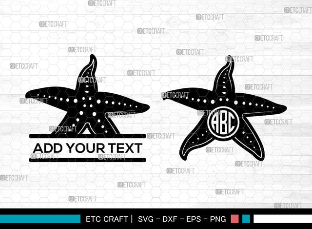Starfish Monogram SVG, Circle Monogram, Starfish Icon, Star Fish Svg, Starfish Decor Svg, Tropical Starfish Svg, Starfish Bundle SVG ETC Craft 