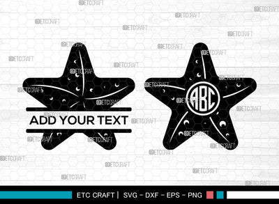 Starfish Monogram SVG, Circle Monogram, Starfish Icon, Star Fish Svg, Starfish Decor Svg, Tropical Starfish Svg, Starfish Bundle SVG ETC Craft 