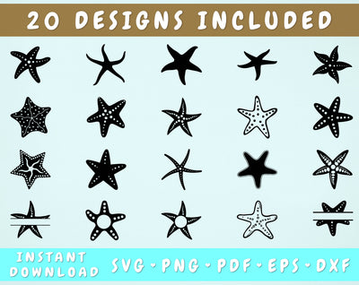 Starfish SVG Bundle - 20 Designs SVG HappyDesignStudio 