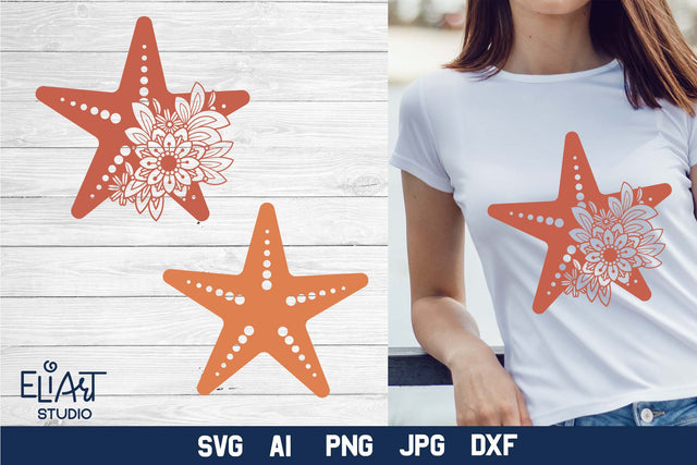 Starfish SVG, Ocean Creatures PNG, Nautical T-shirt Design. SVG Elinorka 