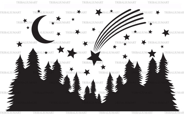 Starry night and falling star SVG TribaliumArtSF 