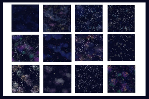 Starry night seamless patterns, digital papers Digital Pattern LuckyTurtleArt 