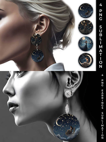 Starry Nights Earrings: Cosmic Constellations, Midnight Sky, Galaxy Dreams Sublimation Sintegra 