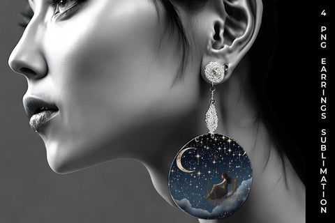 Starry Nights Earrings: Cosmic Constellations, Midnight Sky, Galaxy Dreams Sublimation Sintegra 