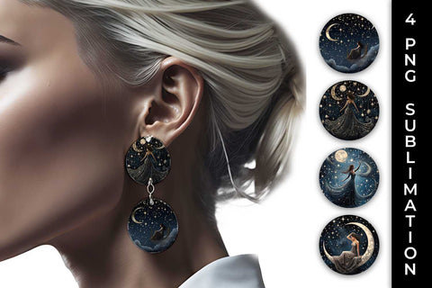 Starry Nights Earrings: Cosmic Constellations, Midnight Sky, Galaxy Dreams Sublimation Sintegra 
