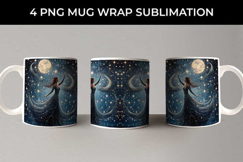 Starry Nights Mug Wrap: Cosmic Constellations, Midnight Sky, Galaxy Dreams Sublimation Sintegra 