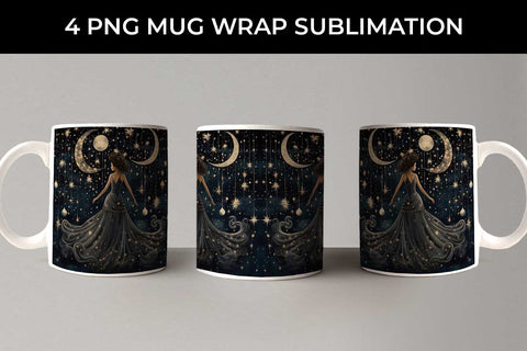 Starry Nights Mug Wrap: Cosmic Constellations, Midnight Sky, Galaxy Dreams Sublimation Sintegra 
