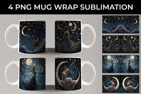 Starry Nights Mug Wrap: Cosmic Constellations, Midnight Sky, Galaxy Dreams Sublimation Sintegra 