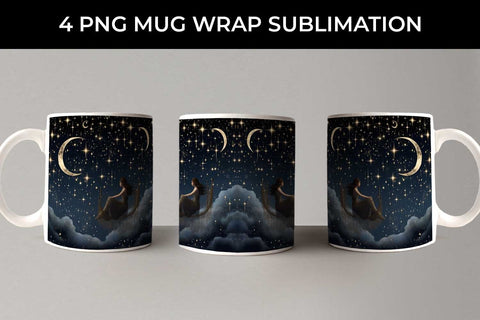 Starry Nights Mug Wrap: Cosmic Constellations, Midnight Sky, Galaxy Dreams Sublimation Sintegra 