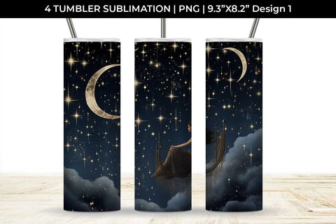 Starry Nights Tumbler: Cosmic Constellations, Midnight Sky, Galaxy Dreams Sublimation Sintegra 