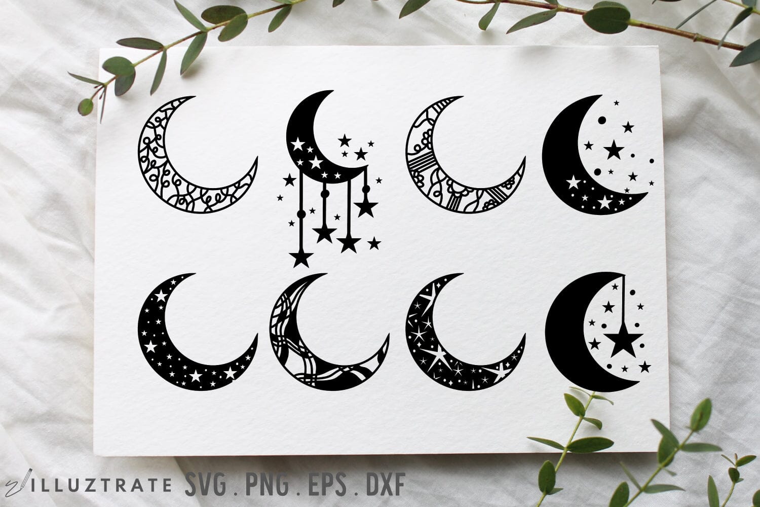 Crescent Moon SVG, Crescent Moon Cut File, Moon Vector, Moon Clipart,  Crescent Moon Illustration Design Outline, Cricut, Silhouette, PNG