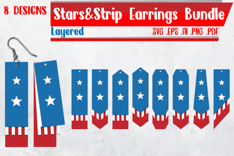 Stars and Strip Earrings Bundle SVG zafrans studio 