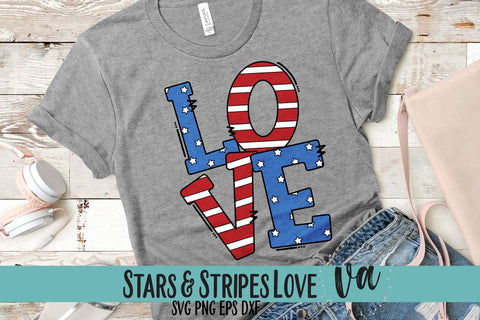 Stars and Stripes Love SVG SVG V. Anderson Designs 