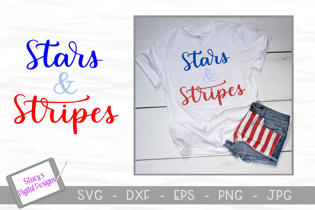 Stars and Stripes SVG - Patriotic SVG File - handlettered SVG Stacy's Digital Designs 