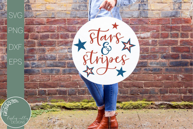 Stars And Stripes Svg-Round Patriotic Sign- Farmhouse Svg SVG Linden Valley Designs 