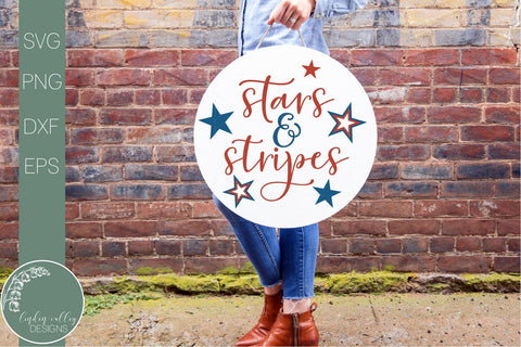 Stars And Stripes Svg-Round Patriotic Sign- Farmhouse Svg SVG Linden Valley Designs 