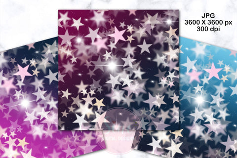 Stars Bokeh Gradient Digital Papers Backgrounds Digital Pattern SineDigitalDesign 