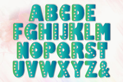 Stars Doodle Letters Alphabet | Doodle Sublimation Letters Sublimation LuckyTurtleArt 