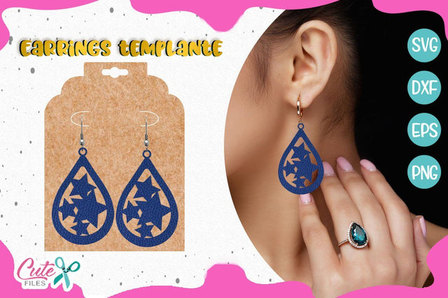 Stars earrings templante svg for crafter SVG Cute files 