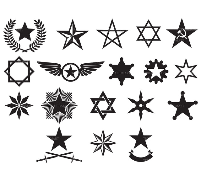 Stars icons set SVG TribaliumArtSF 