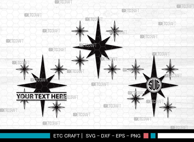 Stars Monogram SVG | Glowing Stars Svg | Shooting Stars Svg | Outer Space Svg | Stars Clipart SVG ETC Craft 