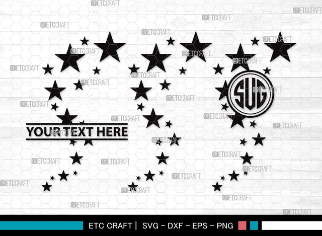 Stars Monogram SVG | Glowing Stars Svg | Shooting Stars Svg | Outer Space Svg | Stars Clipart SVG ETC Craft 