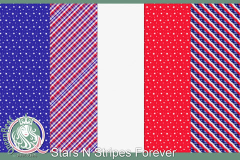 Stars N Stripes 4 Ever Papers Digital Pattern QueenBrat Digital Designs 