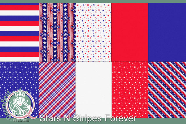Stars N Stripes 4 Ever Papers Digital Pattern QueenBrat Digital Designs 