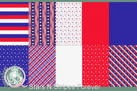 Stars N Stripes 4 Ever Papers Digital Pattern QueenBrat Digital Designs 