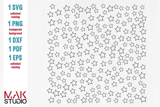 Stars outline svg, Stars outline dxf, Stars svg, Star shower svg, Stars clipart, Stars cut file, Stars outline pattern svg SVG MAKStudion 