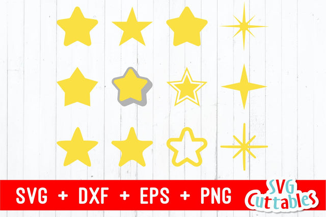 Stars set of 12 SVG Svg Cuttables 