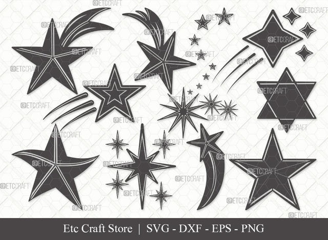 Stars Silhouette SVG Cut File | Glowing Stars Svg | Shooting Stars Svg | Outer Space Svg | Bundle SVG ETC Craft 