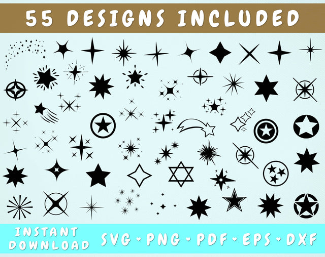 Stars & Sparkles SVG Bundle - 55 Designs SVG HappyDesignStudio 