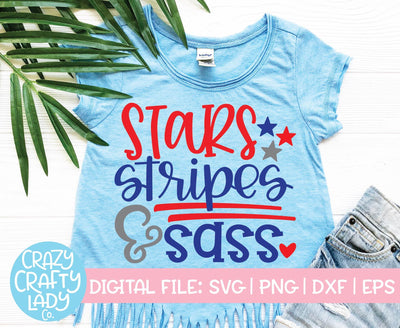 Stars, Stripes, & Sass | 4th of July SVG Cut File SVG Crazy Crafty Lady Co. 
