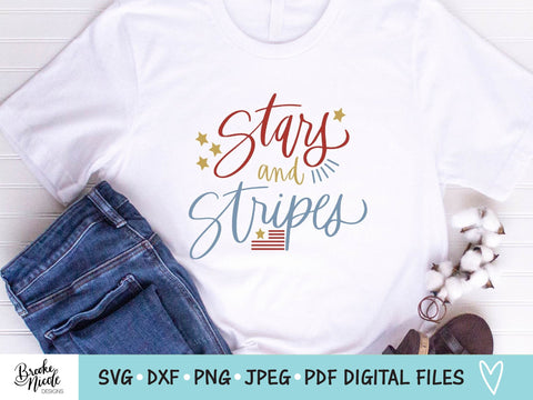 Stars & Stripes SVG Cut File | t-shirt SVG | png | jpeg | dxf | Cricut SVG | Silhouette | patriotic shirt svg | Fourth of July svg SVG Brooke Nicole Designs 