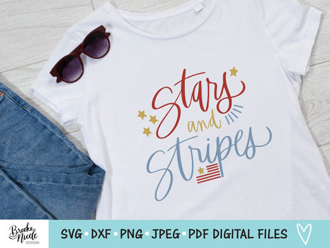 Stars & Stripes SVG Cut File | t-shirt SVG | png | jpeg | dxf | Cricut SVG | Silhouette | patriotic shirt svg | Fourth of July svg SVG Brooke Nicole Designs 