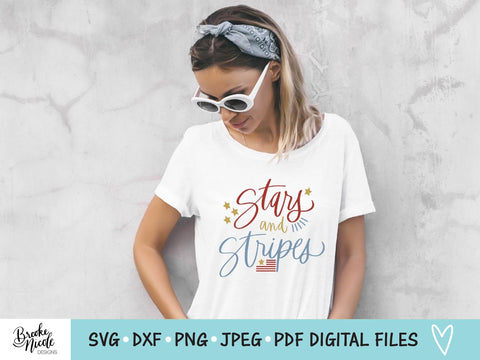 Stars & Stripes SVG Cut File | t-shirt SVG | png | jpeg | dxf | Cricut SVG | Silhouette | patriotic shirt svg | Fourth of July svg SVG Brooke Nicole Designs 