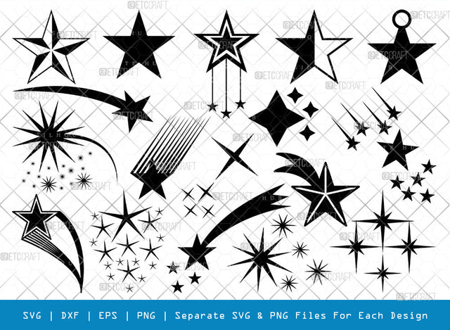 Stars SVG Cut Files | Stars Silhouette | Glowing Stars Svg | Shooting Stars Svg | Sparkle Stars Svg | Sparkles Svg | Stars Bundle SVG ETC Craft 
