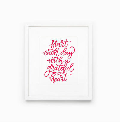 Start Each Day With A Grateful Heart Cut File SVG Cursive by Camille 