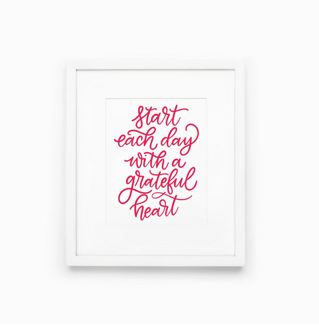 Start Each Day With A Grateful Heart Cut File SVG Cursive by Camille 