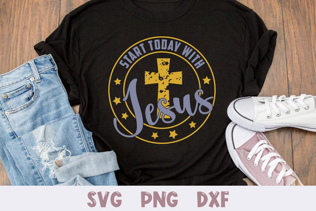 Start Today with Jesus | Christian T-shirt Design SVG SVG Shine Green Art 