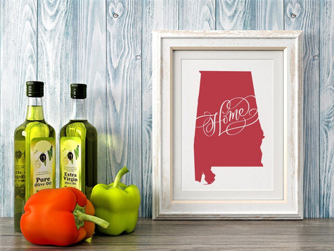 State of Alabama Home Hand Lettered Cut File SVG Cursive by Camille 