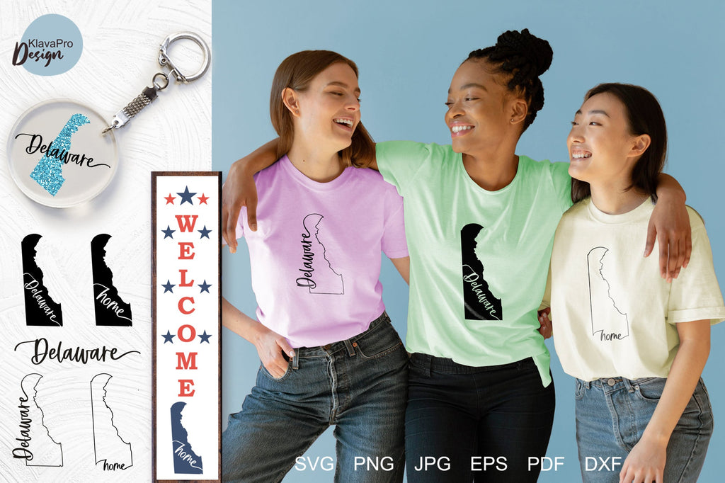 State of Delaware SVG. Keychain and Door Porch sign Templates - So Fontsy