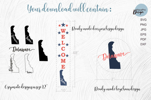 State of Delaware SVG. Keychain and Door Porch sign Templates SVG Klava P 