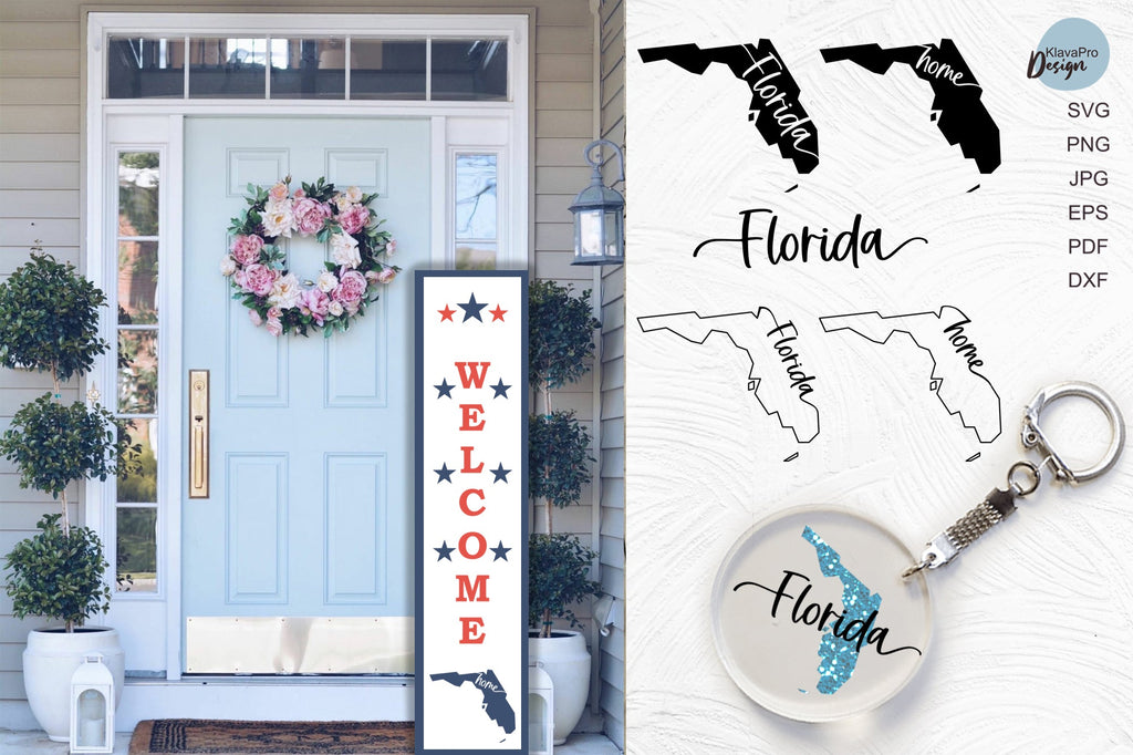 State of Florida SVG. Keychain and Door Porch sign Templates - So Fontsy