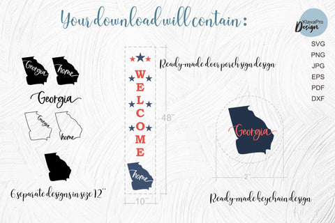 State of Georgia SVG. Keychain and Door Porch sign Templates SVG Klava P 