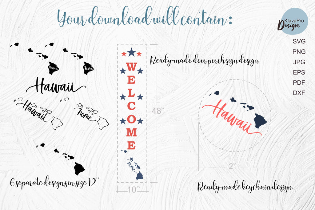 State of Hawaii SVG. Keychain and Door Porch sign Templates - So Fontsy