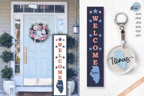 State of Illinois SVG. Keychain and Door Porch sign Templates SVG Klava P 