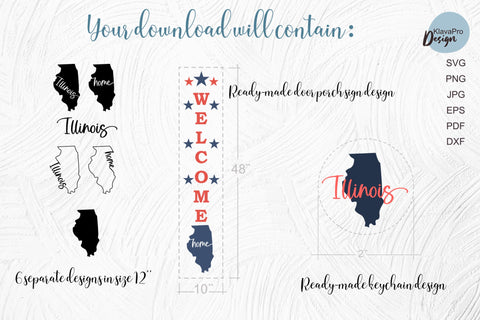 State of Illinois SVG. Keychain and Door Porch sign Templates SVG Klava P 